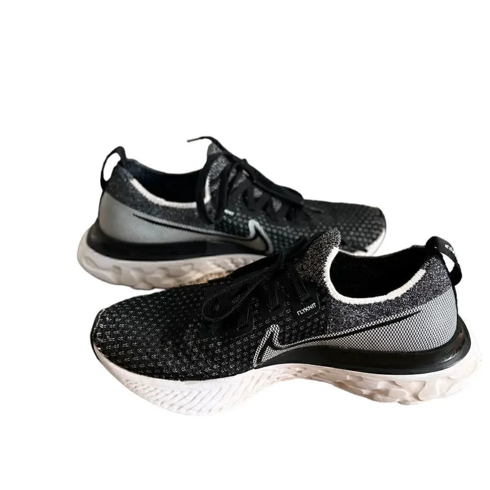 Nike React Flyknit Black White Running Shoes Size 7.5